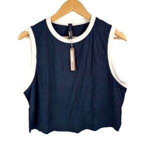 Skims Soft Lounge Ribbed Tank navy retro sz beachy‎ boho 3X